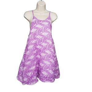 Island Beach Small Rayon Purple White Sleeveless Pull On Beach Dress Lined S